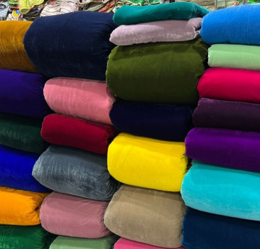 colorful fabric piles